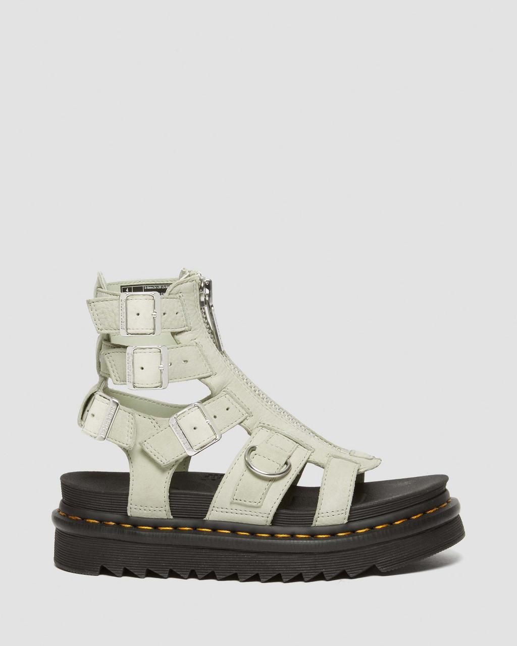 Sandalias Dr Martens Olson Tumbled Nubuck Leather Gladiator Zip Mujer Verde Menta | 43416407