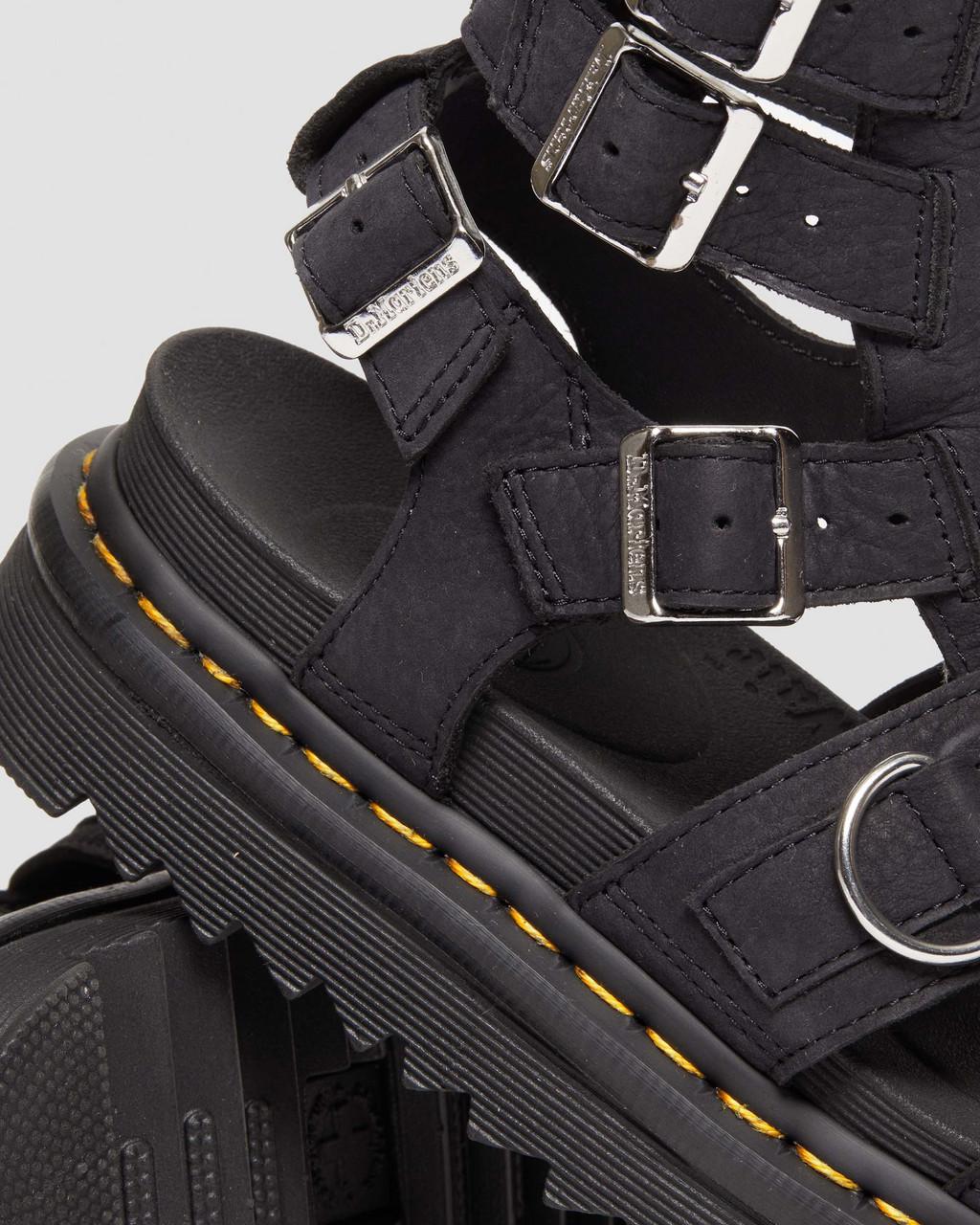 Sandalias Dr Martens Olson Tumbled Nubuck Leather Gladiator Zip Mujer Negros | 25615448