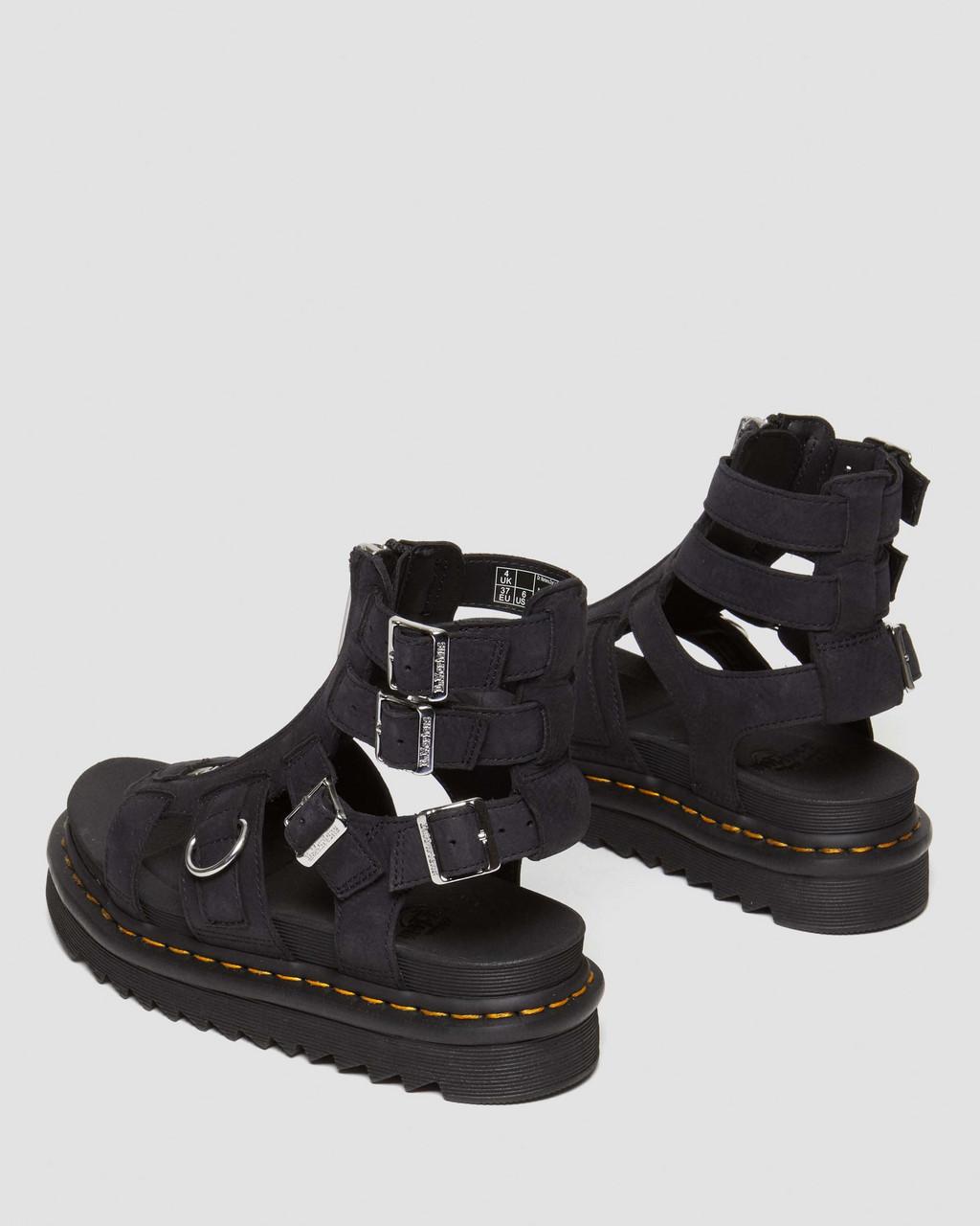 Sandalias Dr Martens Olson Tumbled Nubuck Leather Gladiator Zip Mujer Negros | 25615448
