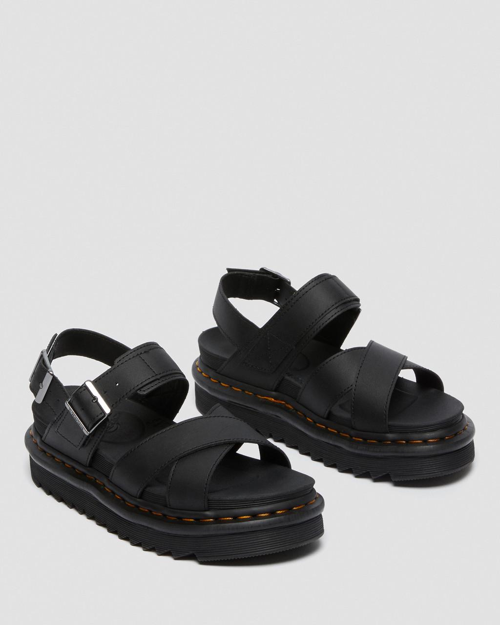 Sandalias Dr Martens Voss II Leather Strap Mujer Negros | 99027825