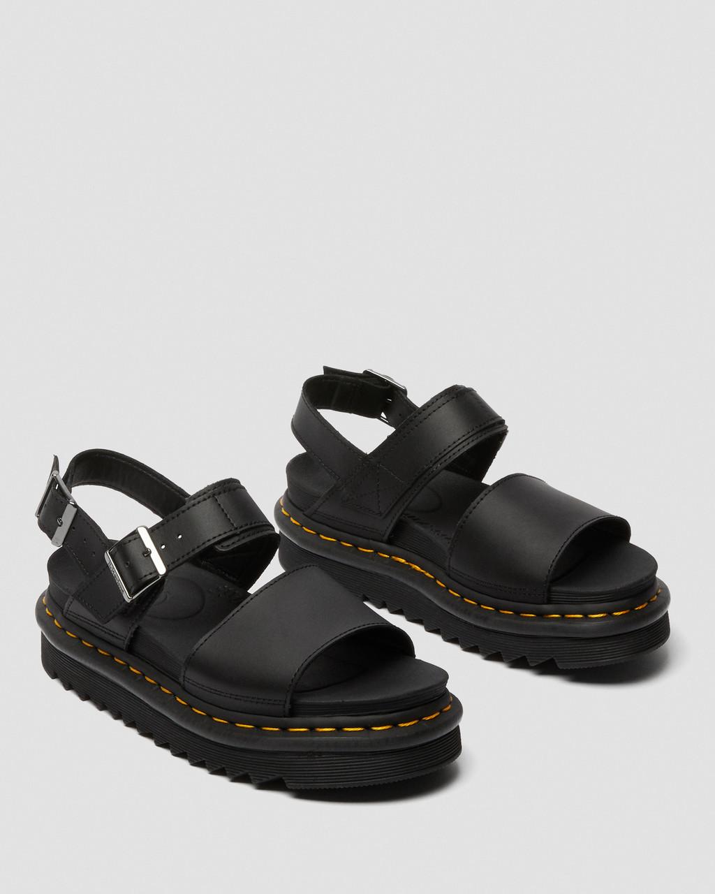 Sandalias Dr Martens Voss Leather Strap Mujer Negros | 42938635