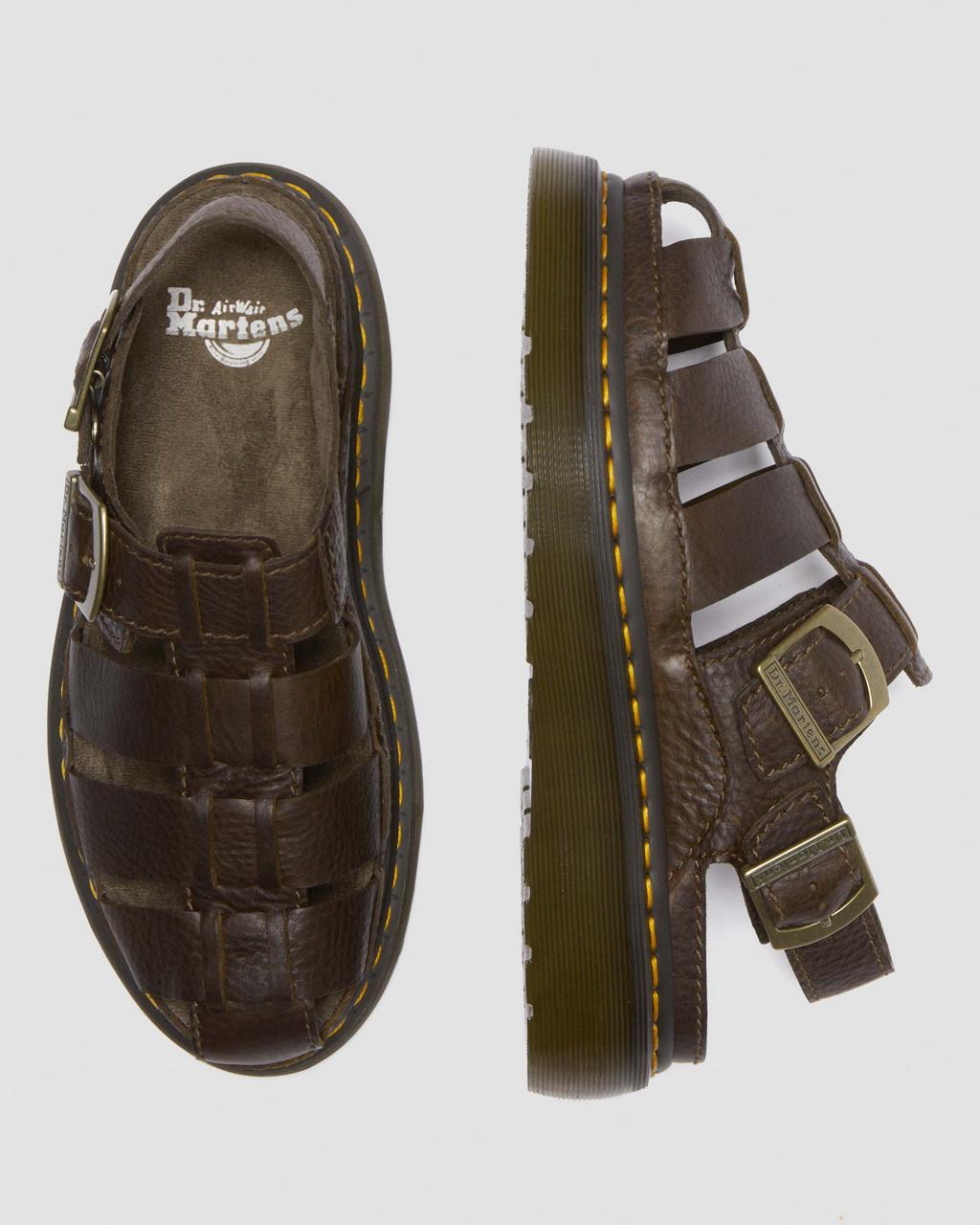 Sandalias Dr Martens Wrenlie Grizzly Leather Fisherman Mujer Marrom | 89094395