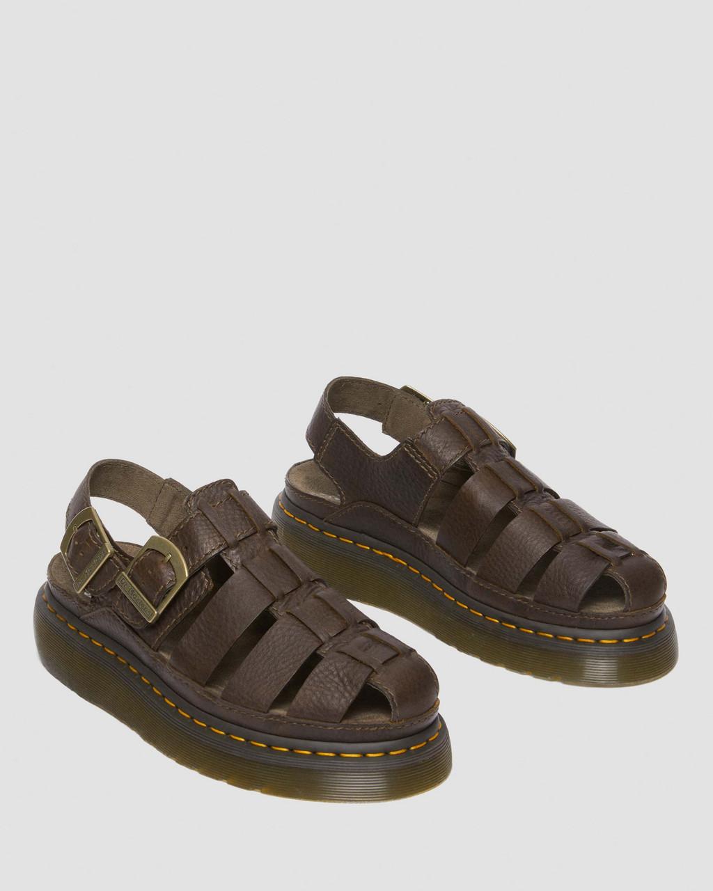 Sandalias Dr Martens Wrenlie Grizzly Leather Fisherman Mujer Marrom | 89094395