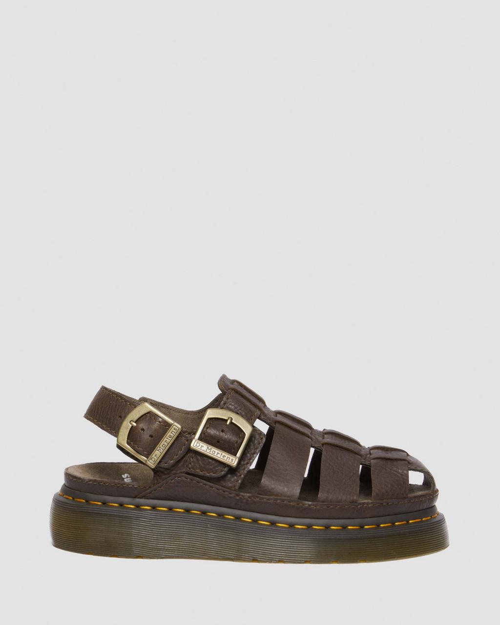 Sandalias Dr Martens Wrenlie Grizzly Leather Fisherman Mujer Marrom | 89094395