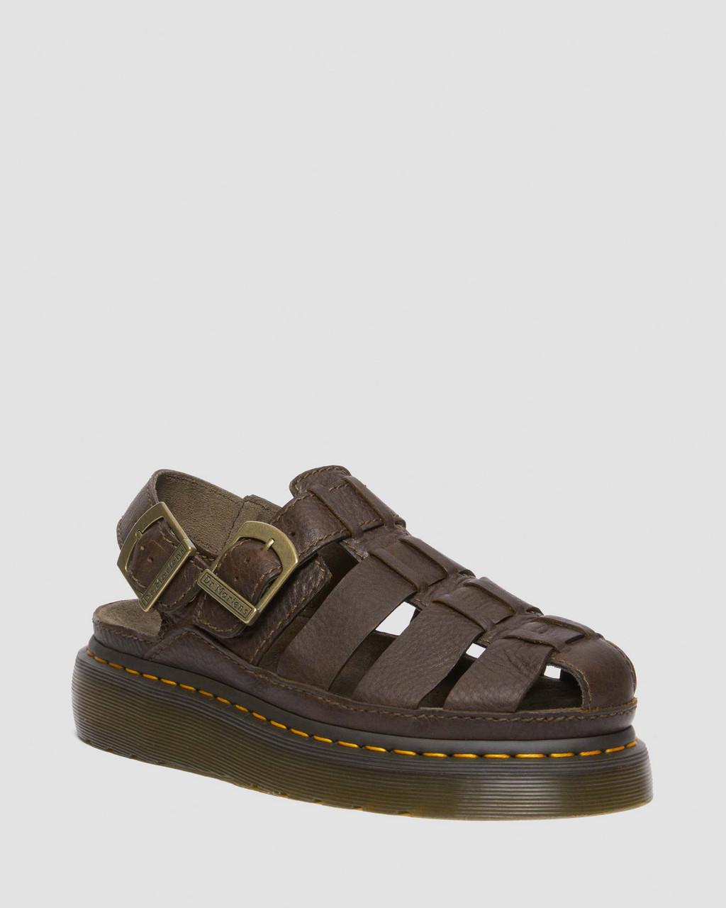 Sandalias Dr Martens Wrenlie Grizzly Leather Fisherman Mujer Marrom | 89094395