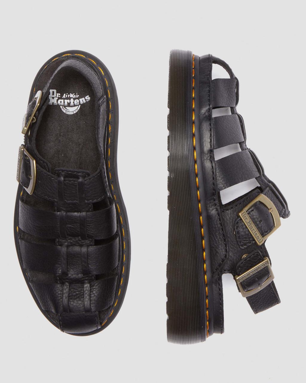 Sandalias Dr Martens Wrenlie Grizzly Leather Fisherman Mujer Negros | 85541993