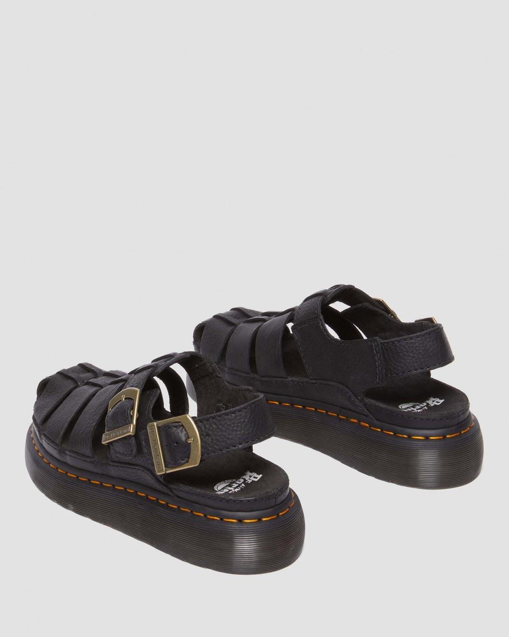 Sandalias Dr Martens Wrenlie Grizzly Leather Fisherman Mujer Negros | 85541993