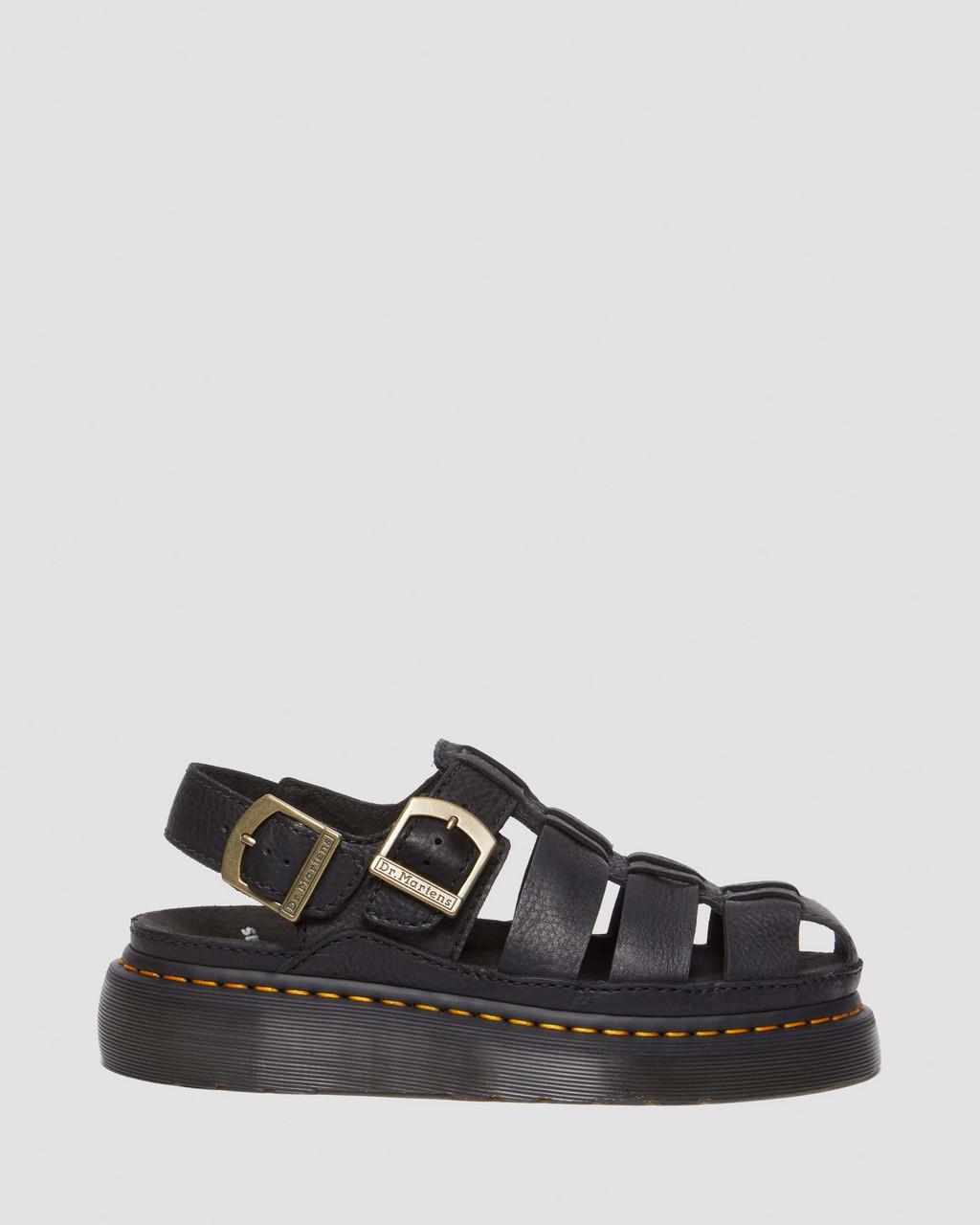 Sandalias Dr Martens Wrenlie Grizzly Leather Fisherman Mujer Negros | 85541993