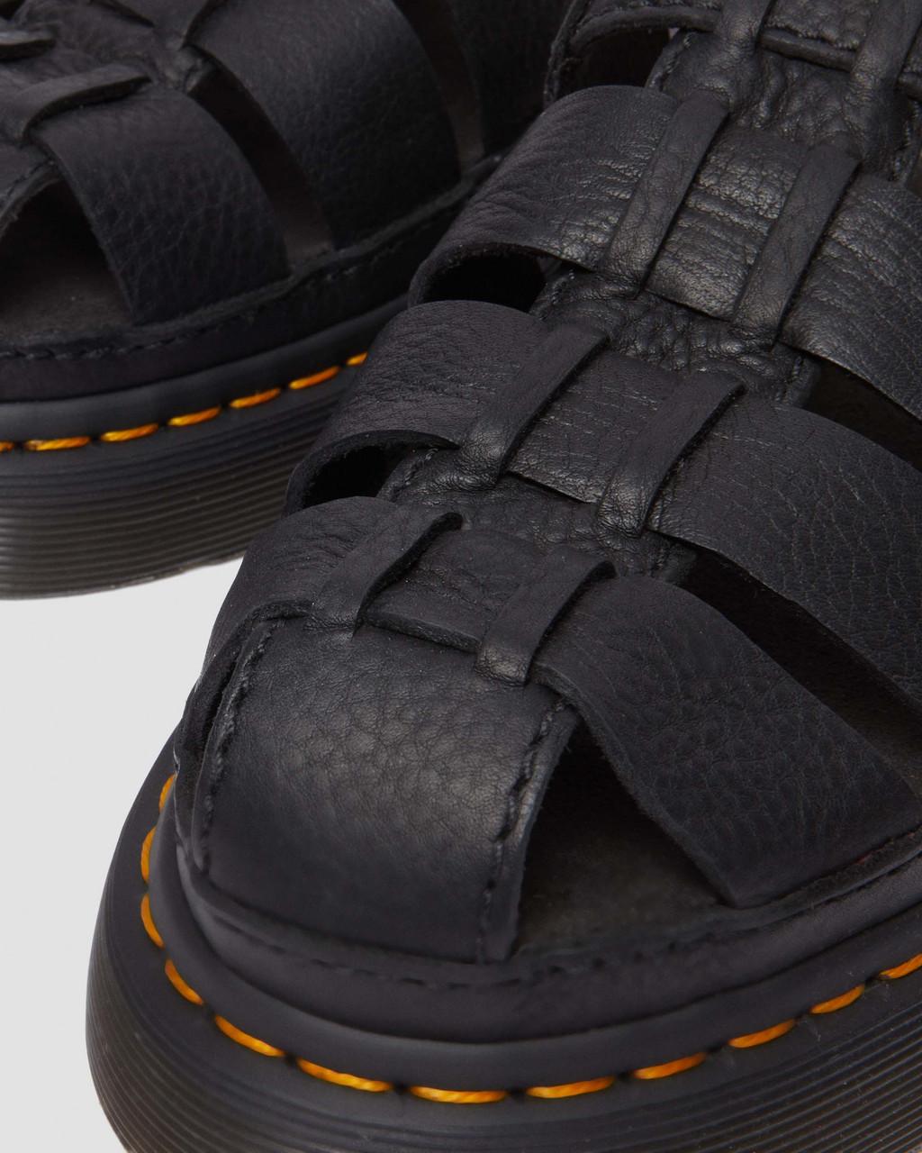 Sandalias Dr Martens Wrenlie Grizzly Leather Fisherman Hombre Negros | 26297469