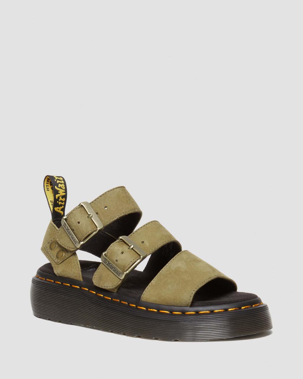 Sandalias Plataforma Dr Martens Gryphon Tumbled Nubuck Leather Mujer Verde Oliva | 74481409