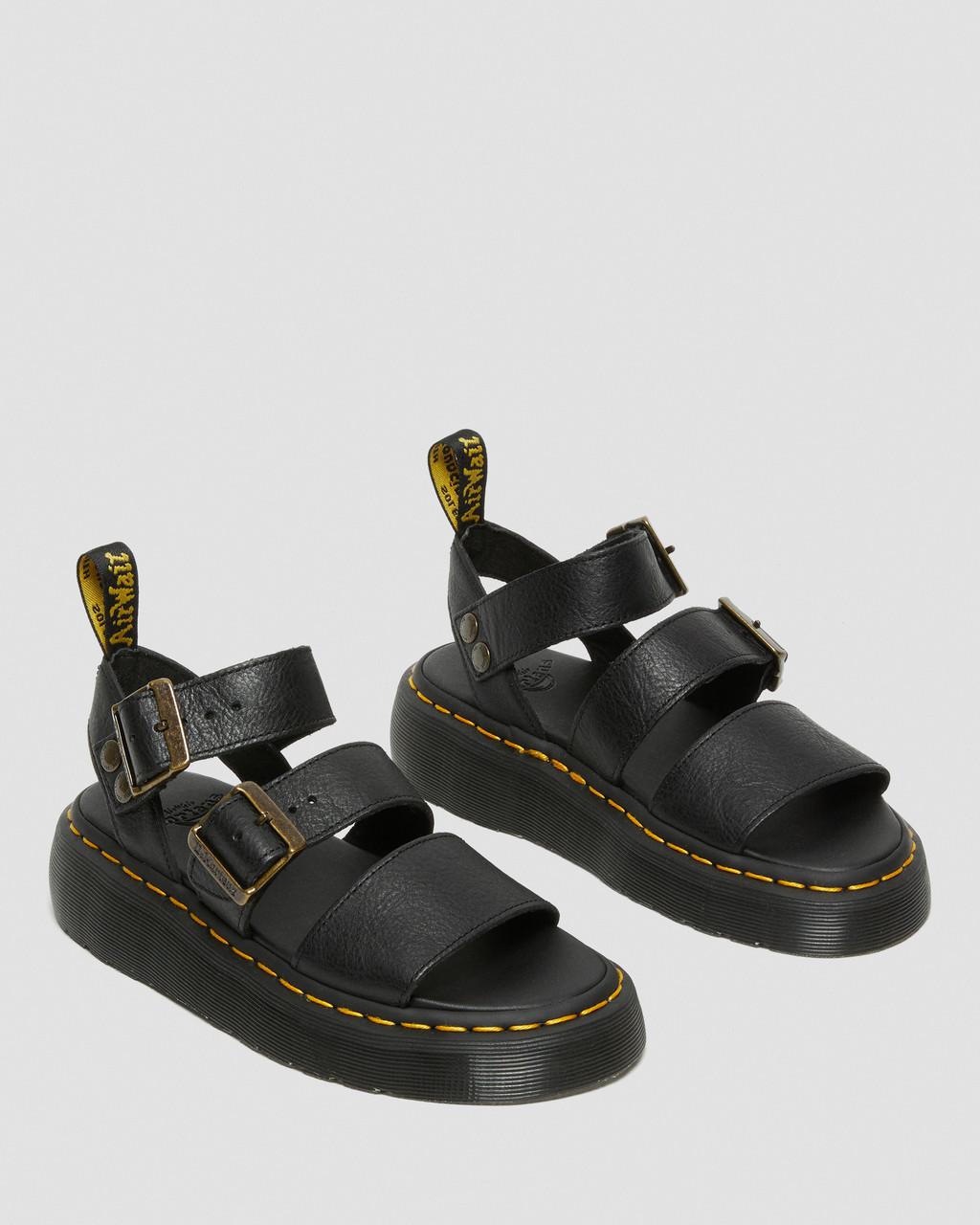 Sandalias Plataforma Dr Martens Gryphon Pisa Leather Mujer Negros | 84398762