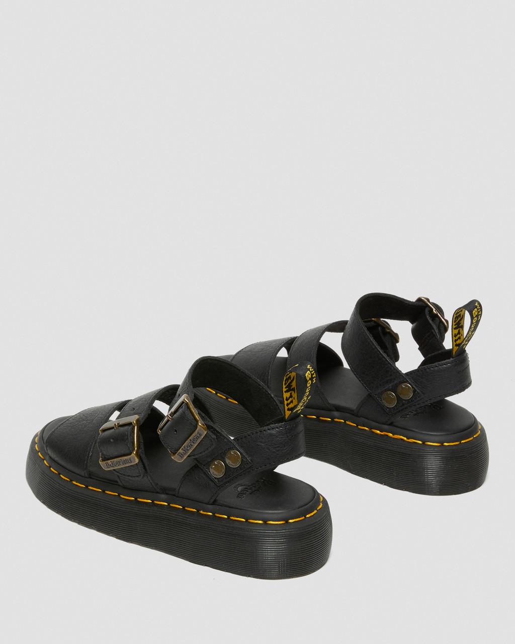Sandalias Plataforma Dr Martens Gryphon Pisa Leather Mujer Negros | 84398762