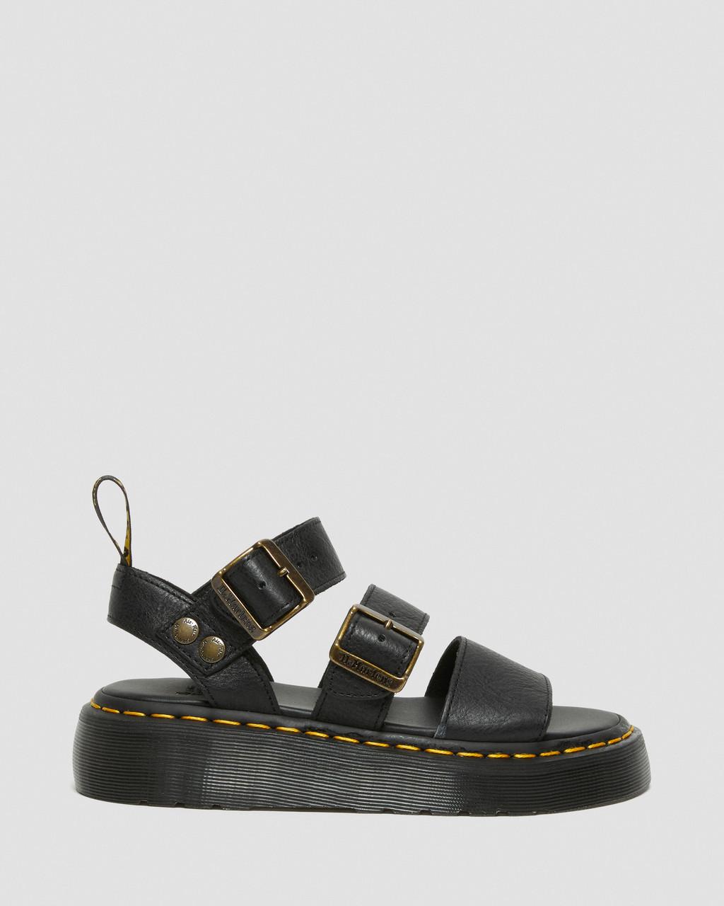 Sandalias Plataforma Dr Martens Gryphon Pisa Leather Mujer Negros | 84398762