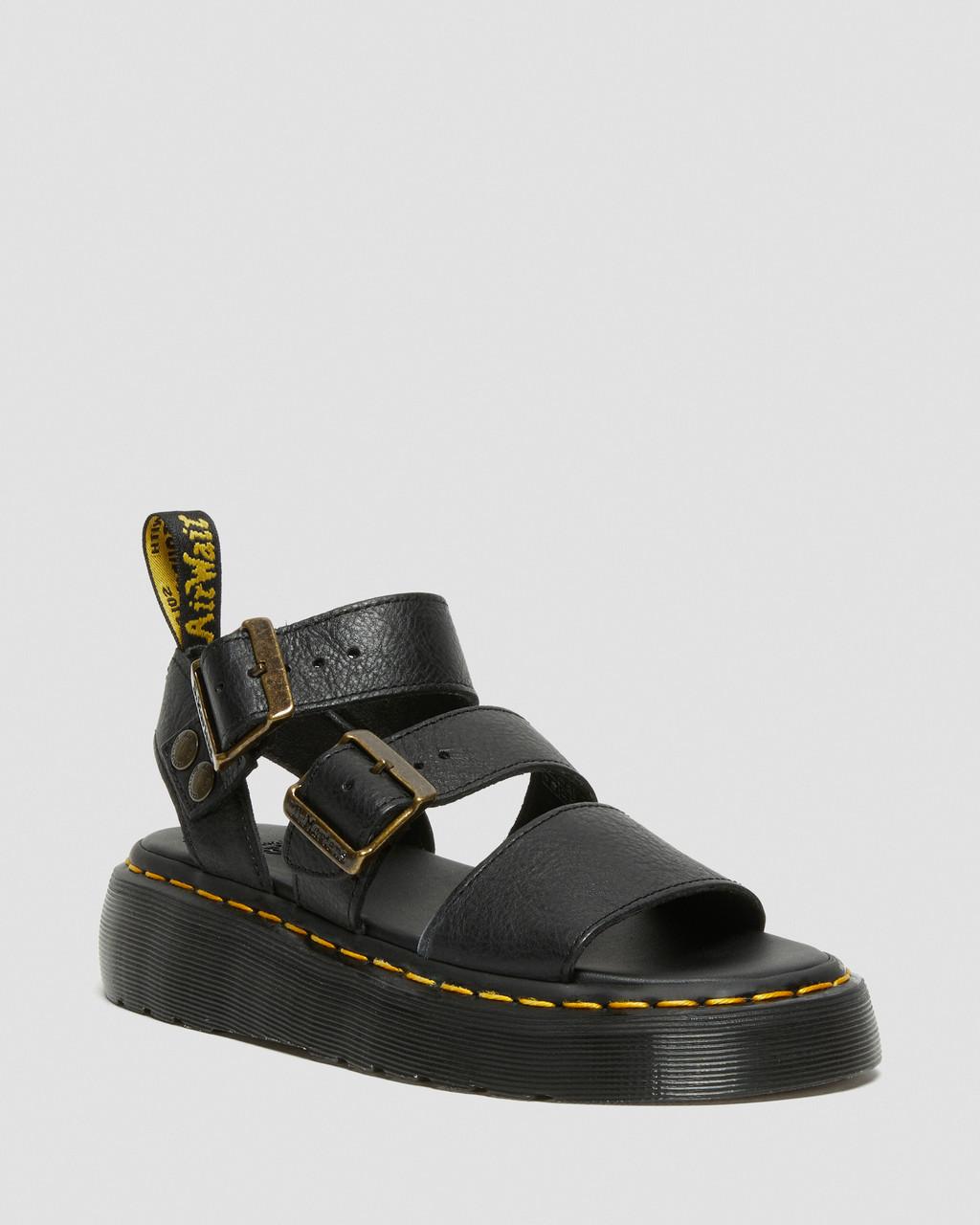Sandalias Plataforma Dr Martens Gryphon Pisa Leather Mujer Negros | 84398762