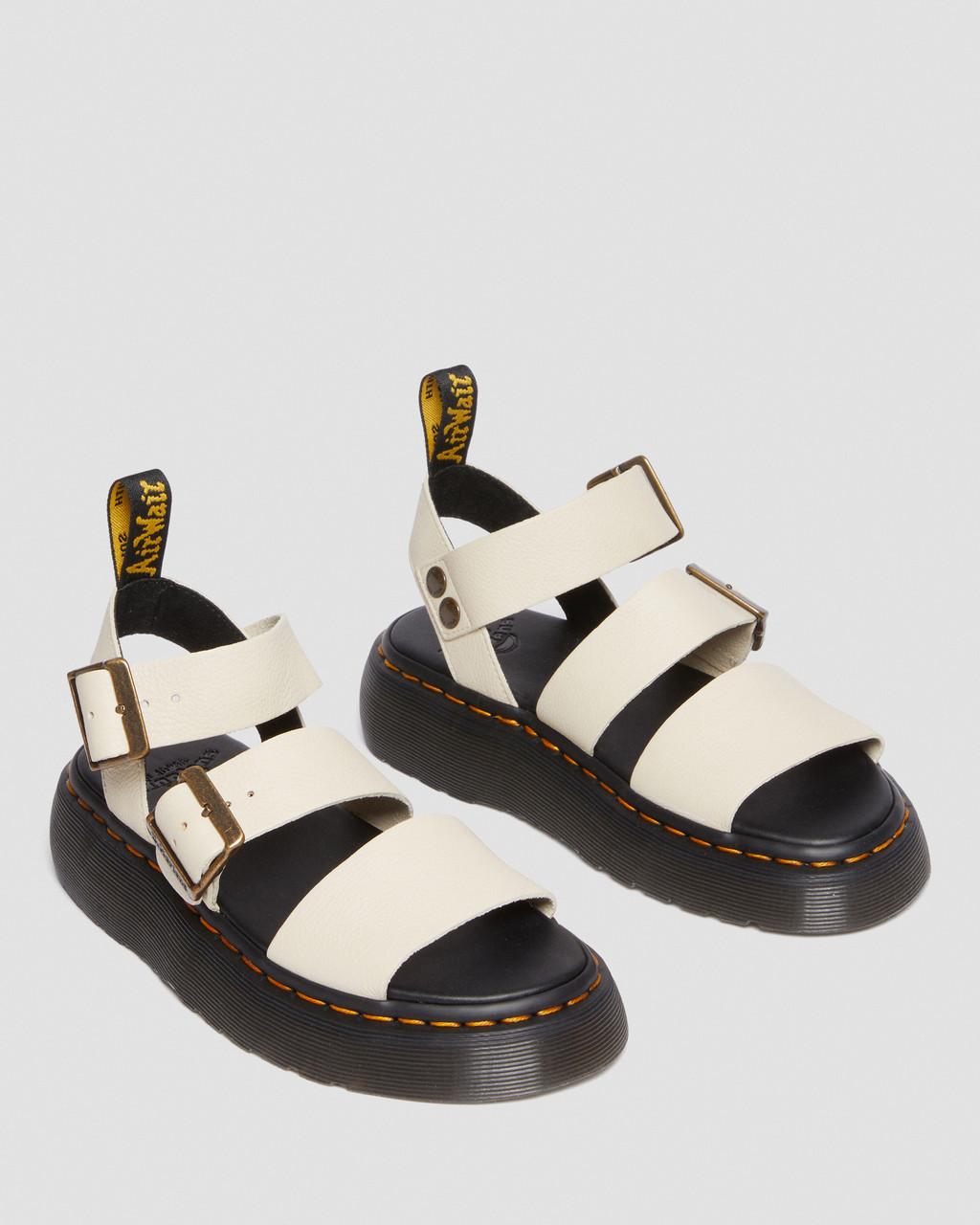Sandalias Plataforma Dr Martens Gryphon Pisa Leather Mujer Beige | 25378093