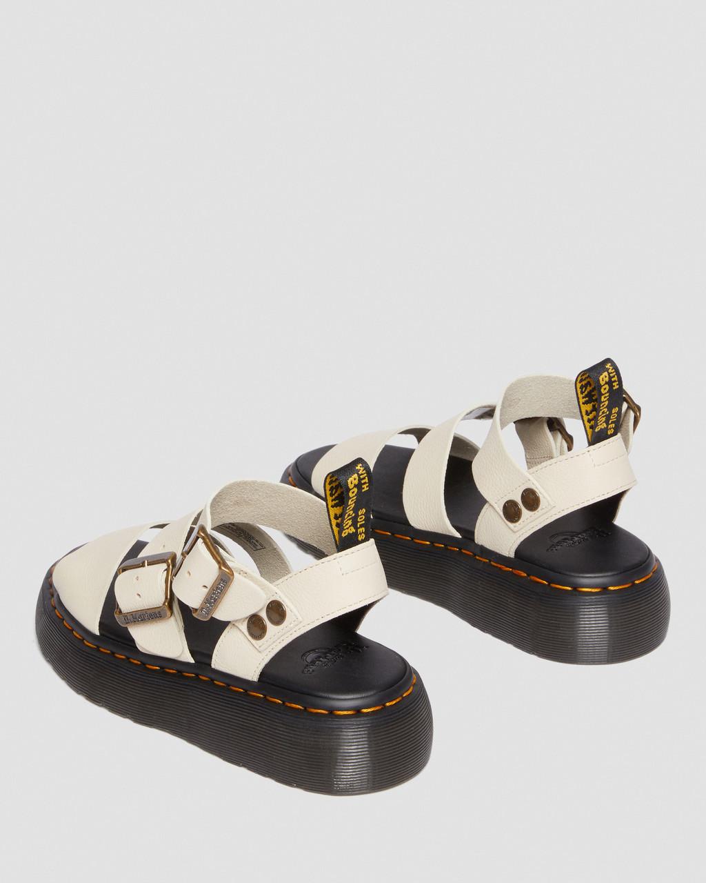 Sandalias Plataforma Dr Martens Gryphon Pisa Leather Mujer Beige | 25378093