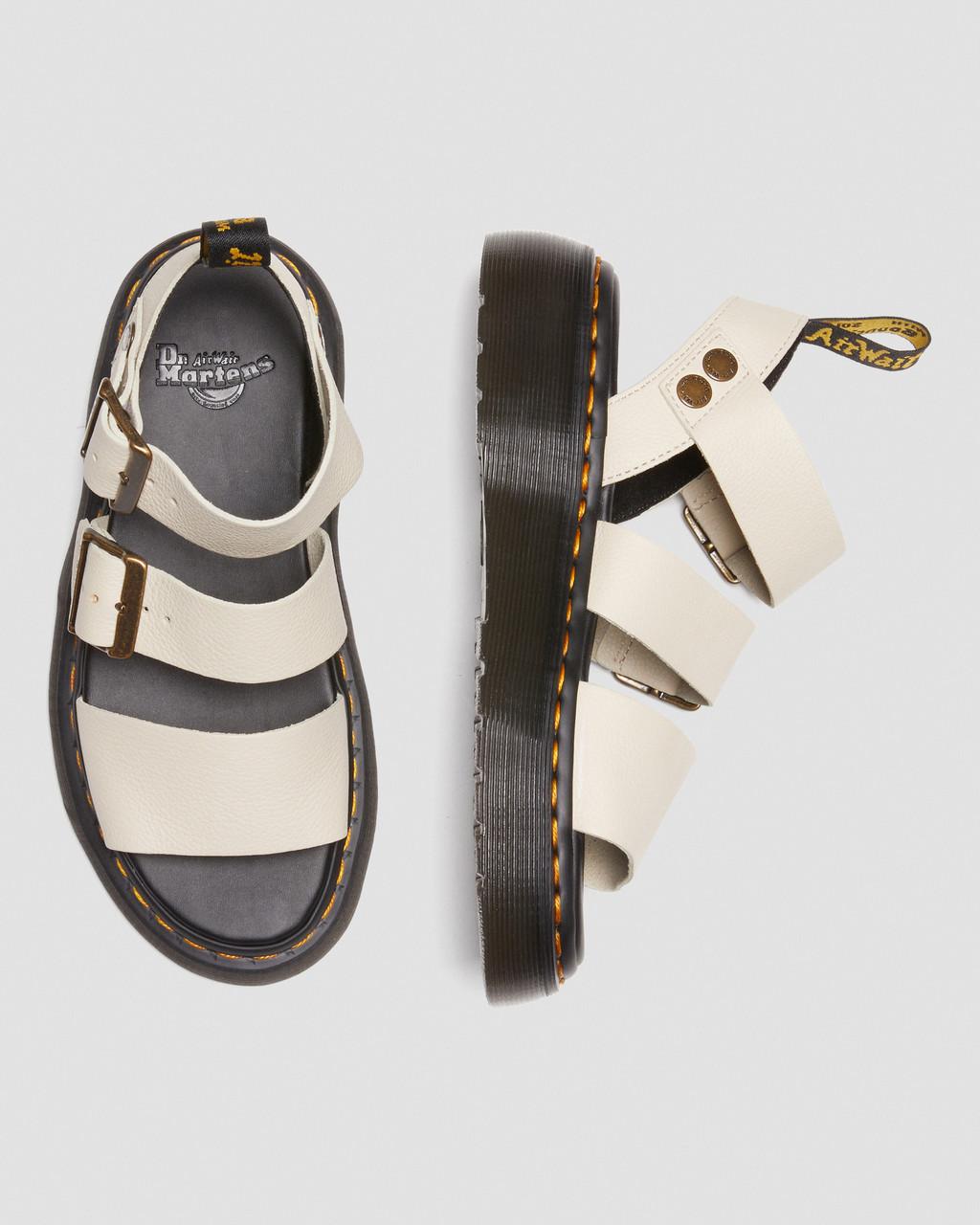 Sandalias Plataforma Dr Martens Gryphon Pisa Leather Mujer Beige | 25378093
