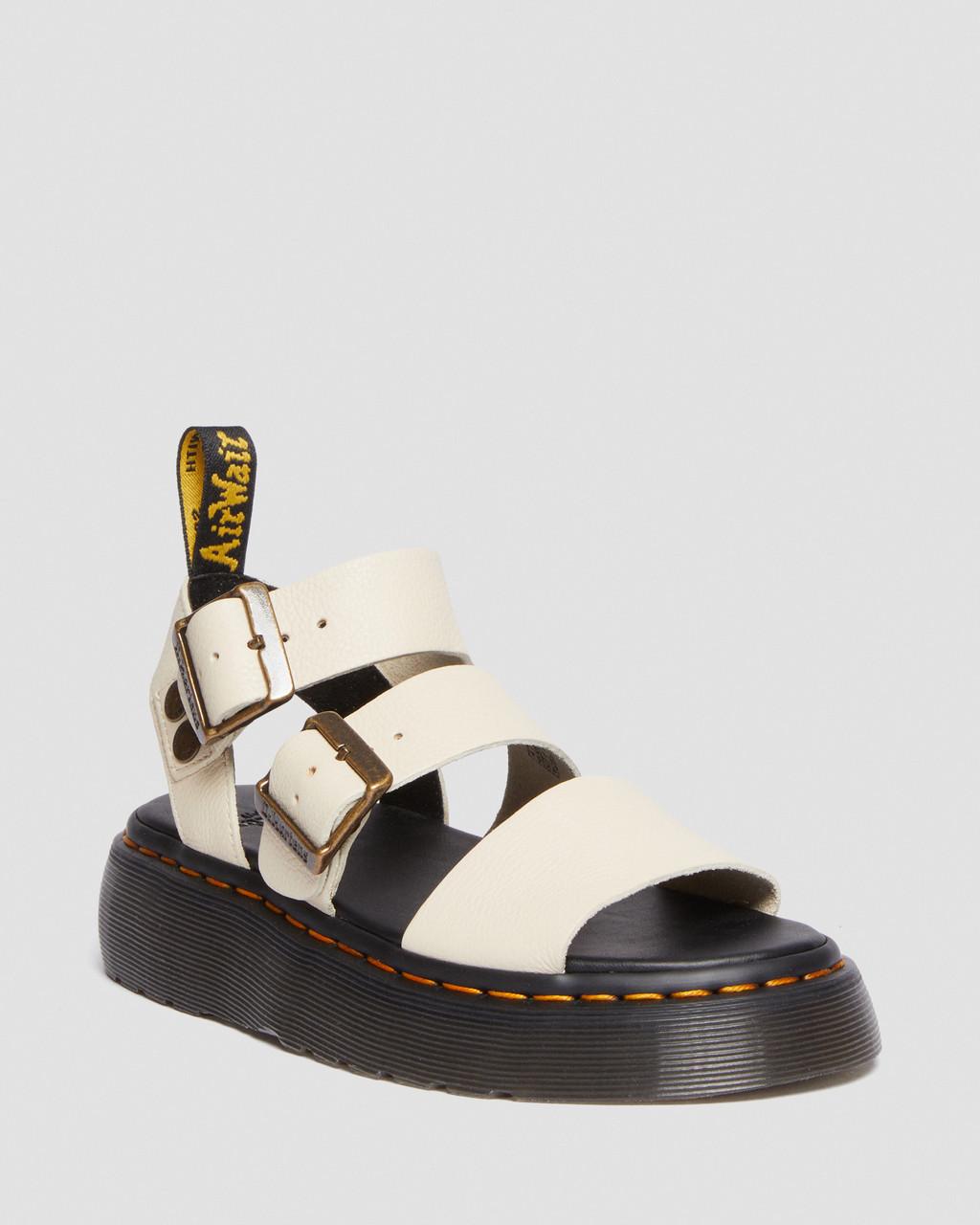 Sandalias Plataforma Dr Martens Gryphon Pisa Leather Mujer Beige | 25378093