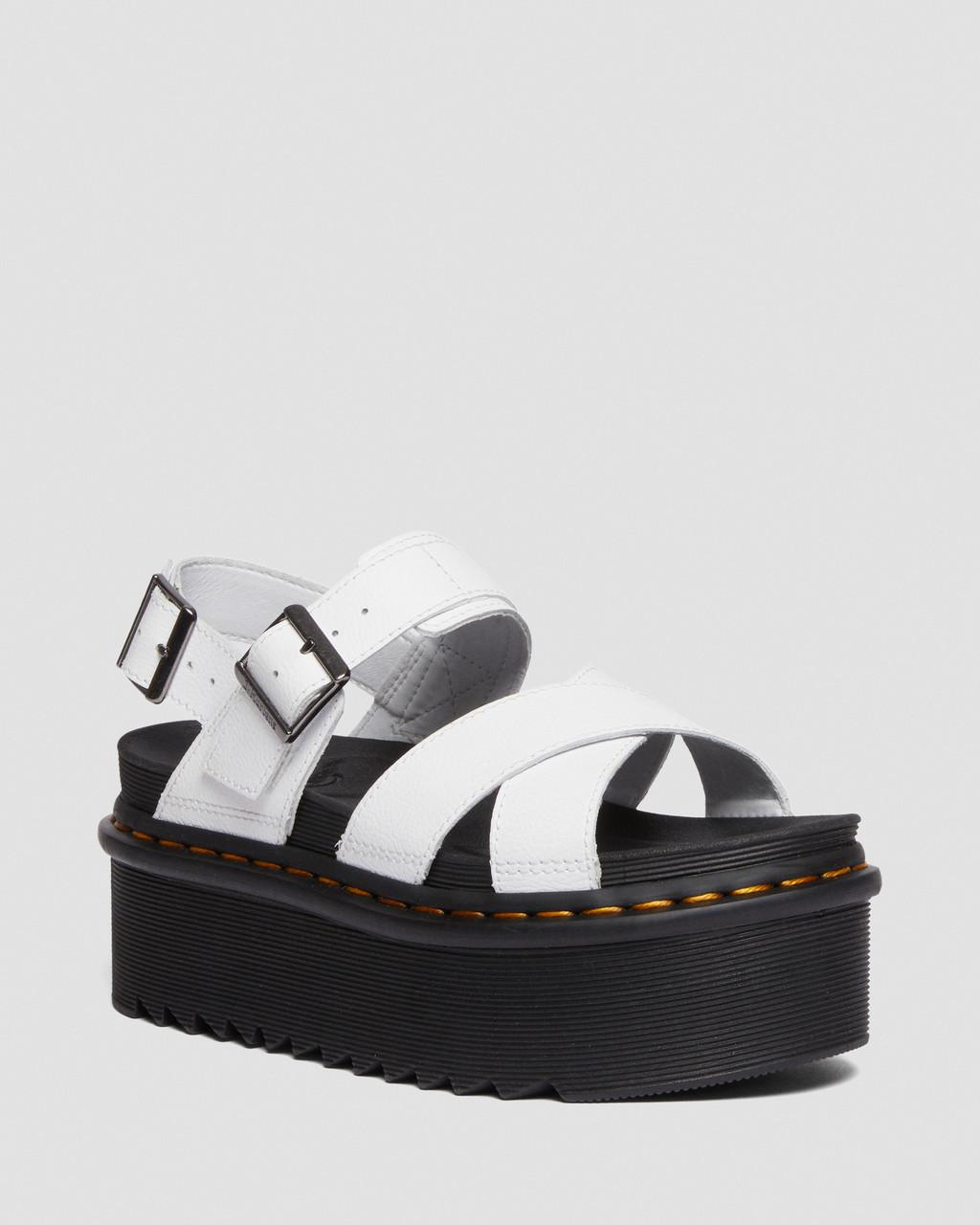 Sandalias Plataforma Dr Martens Voss II Athena Leather Strap Mujer Blancos | 53439518