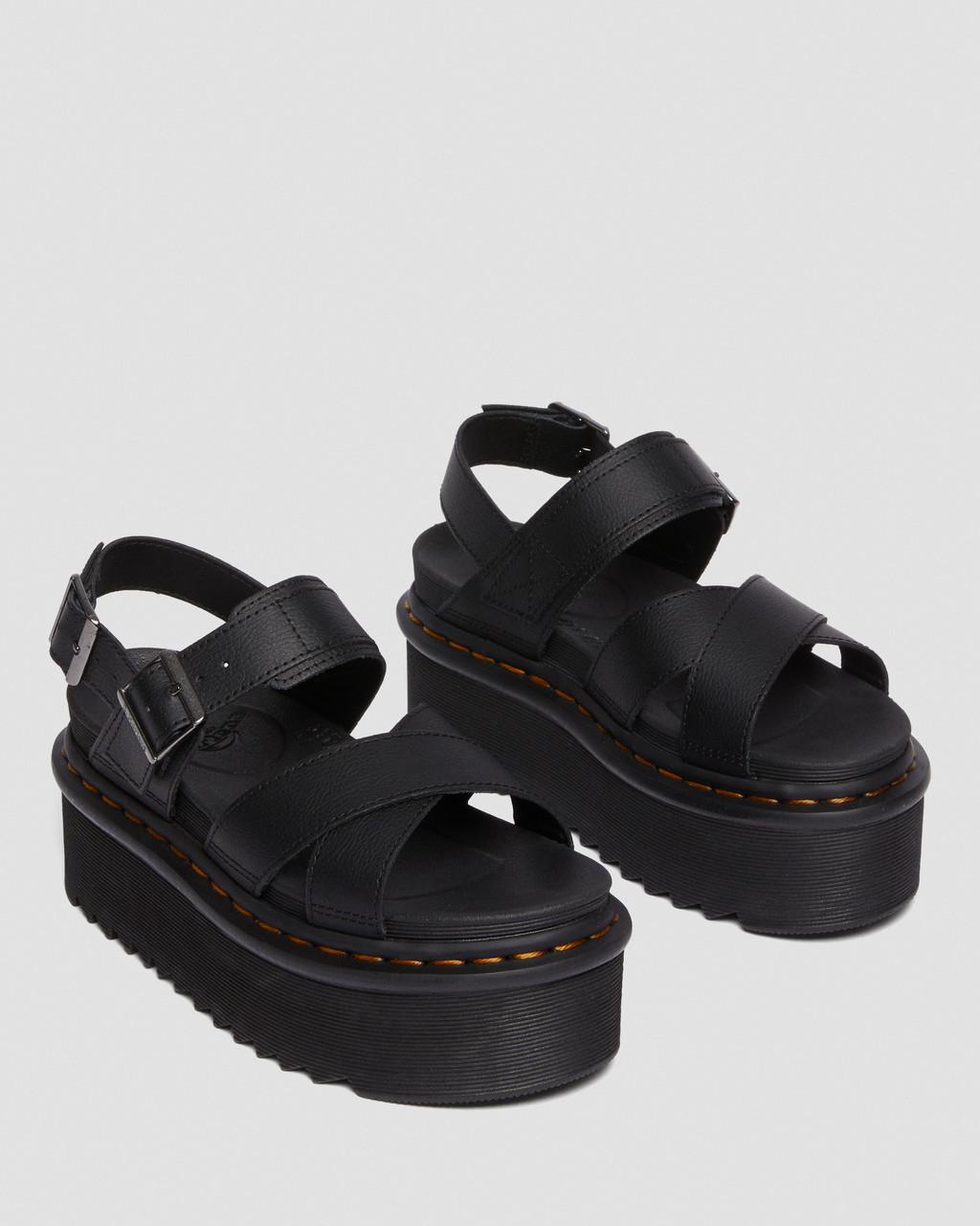 Sandalias Plataforma Dr Martens Voss II Athena Leather Strap Mujer Negros | 96076205