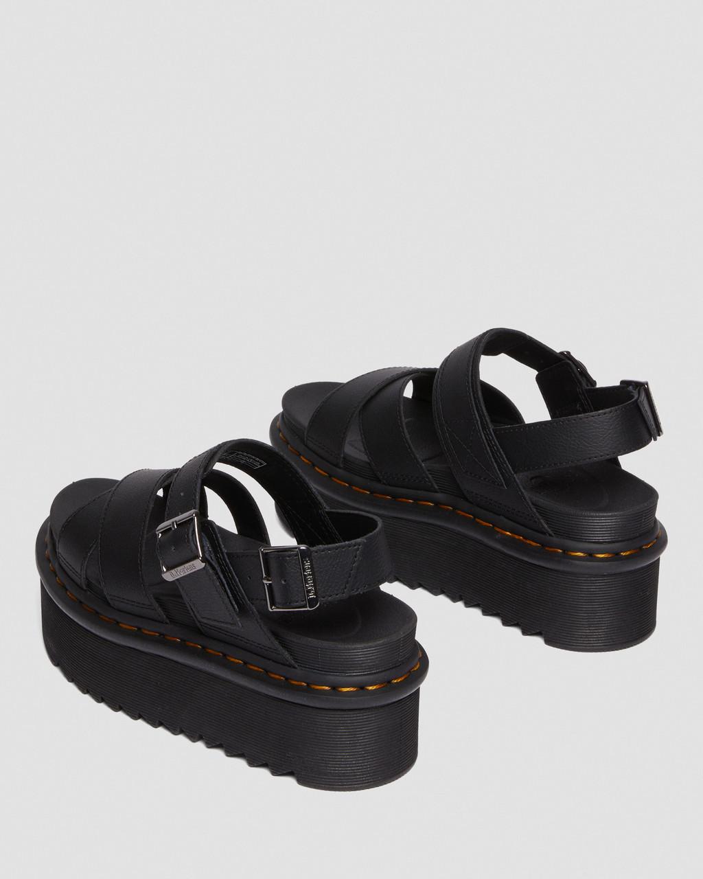 Sandalias Plataforma Dr Martens Voss II Athena Leather Strap Mujer Negros | 96076205