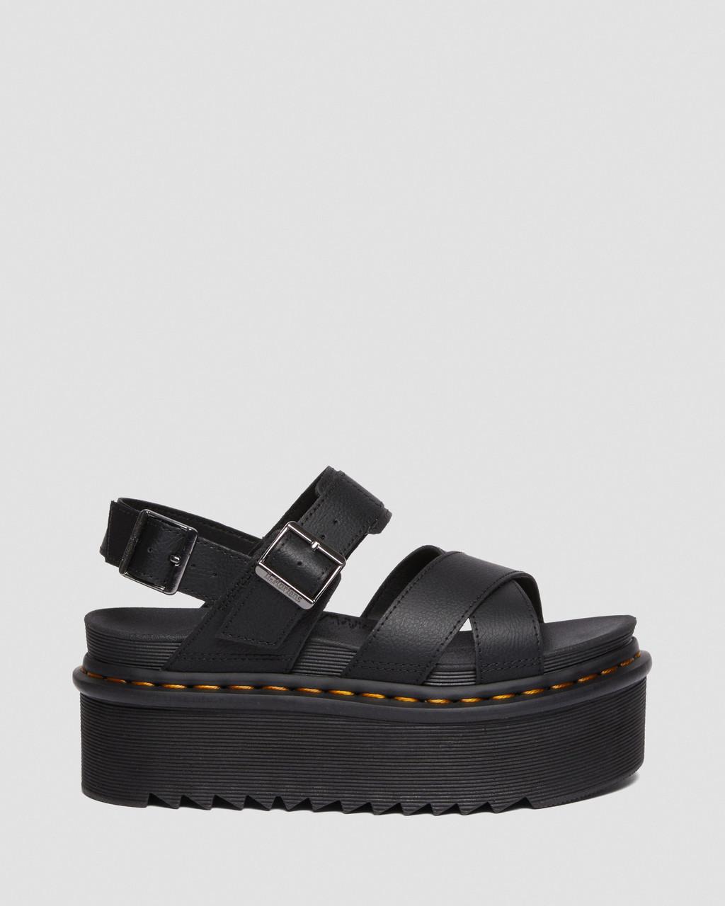 Sandalias Plataforma Dr Martens Voss II Athena Leather Strap Mujer Negros | 96076205