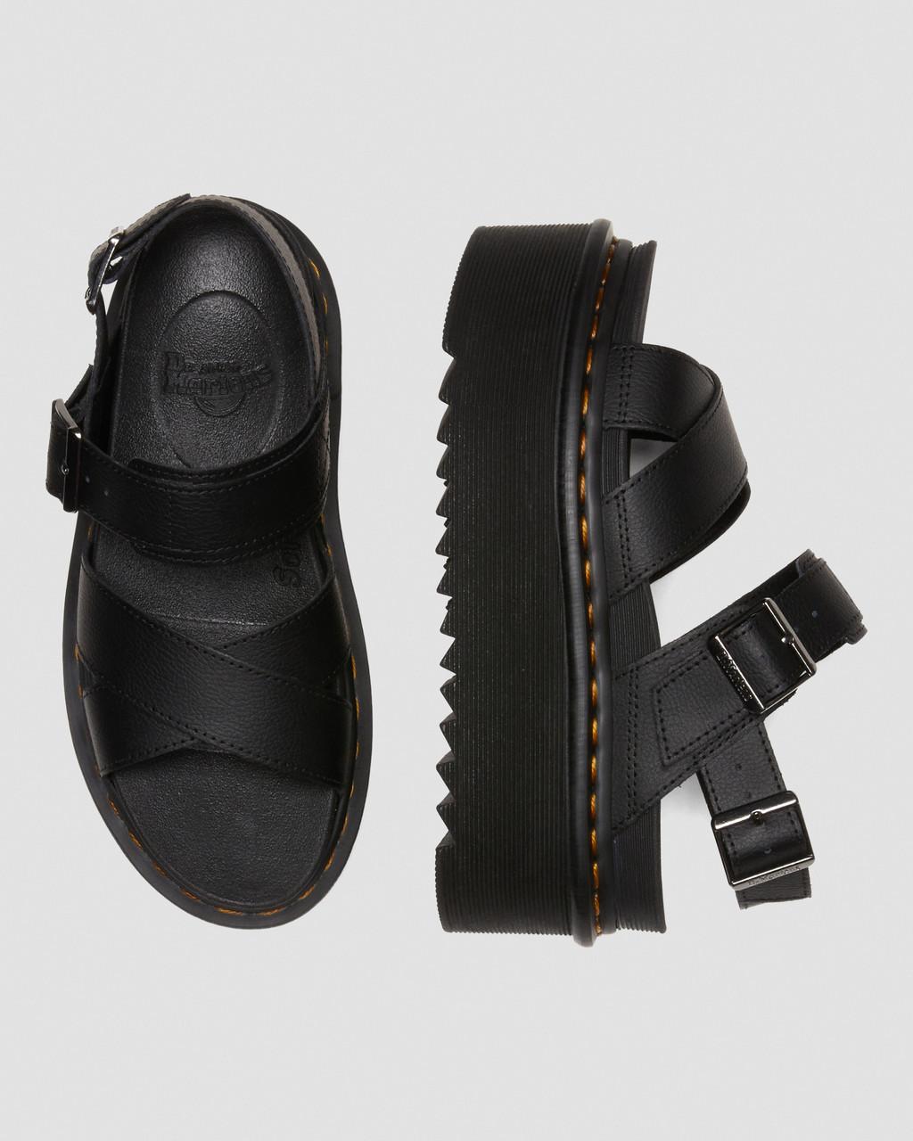 Sandalias Plataforma Dr Martens Voss II Athena Leather Strap Mujer Negros | 96076205