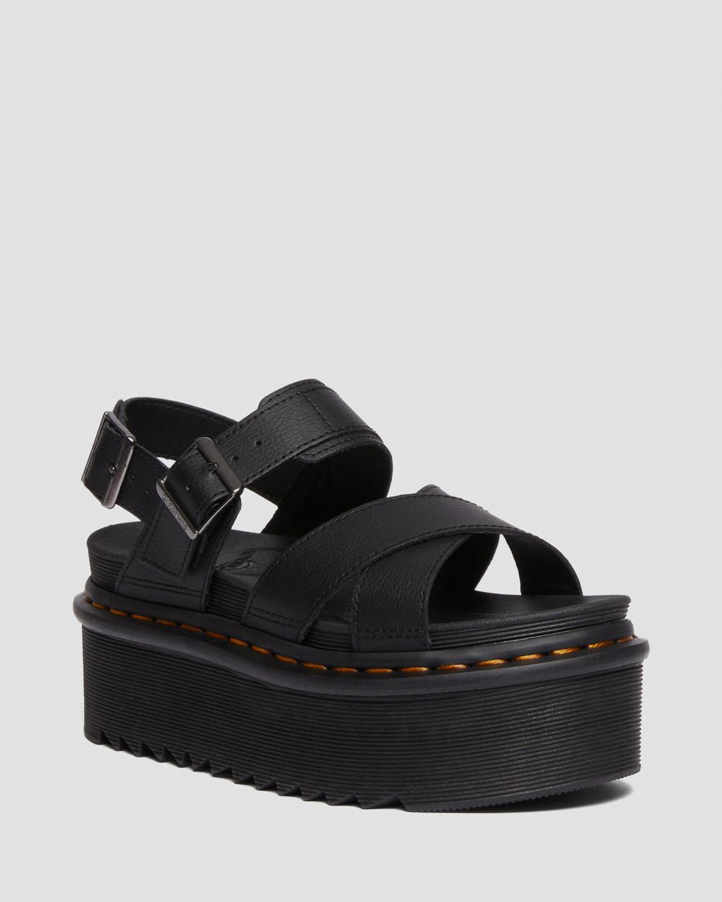 Sandalias Plataforma Dr Martens Voss II Athena Leather Strap Mujer Negros | 96076205