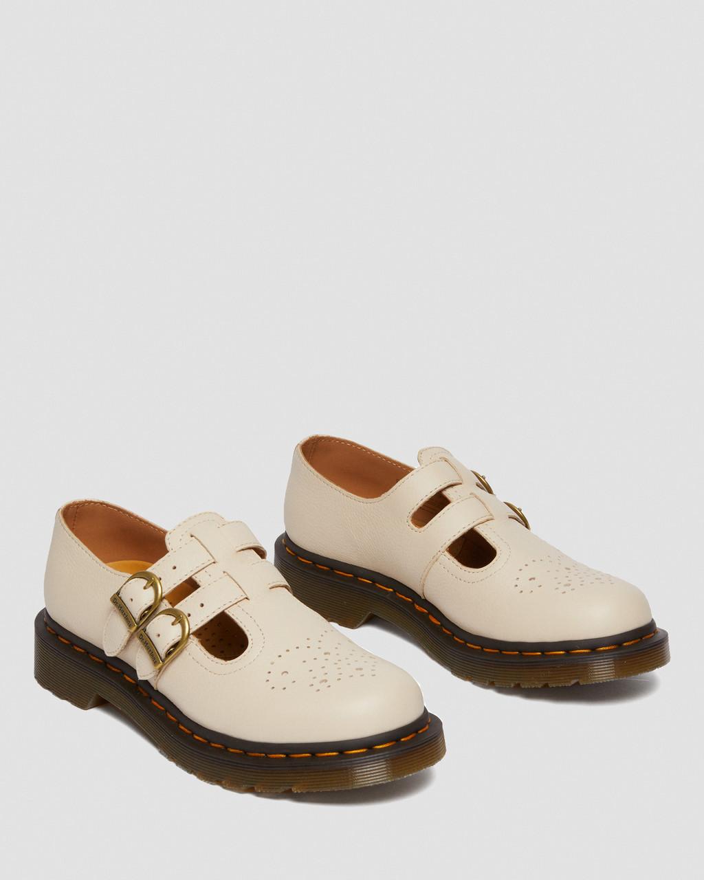 Zapatos Mary Jane Dr Martens 8065 Virginia Leather Mujer Beige | 82426415