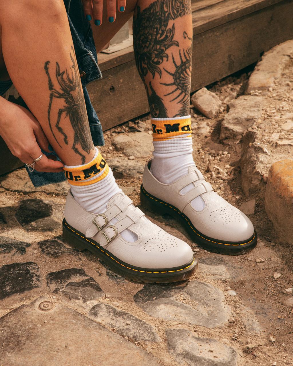 Zapatos Mary Jane Dr Martens 8065 Virginia Leather Mujer Beige | 73176499