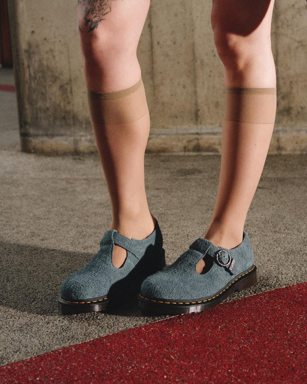 Zapatos Mary Jane Dr Martens T-Bar Suede Mujer Grises | 18728185