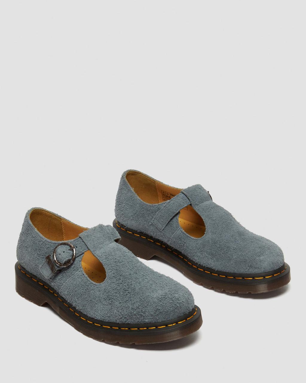 Zapatos Mary Jane Dr Martens T-Bar Suede Mujer Grises | 18728185