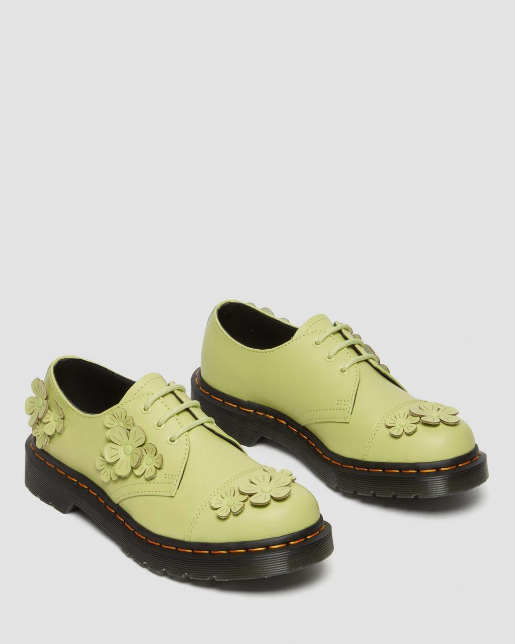 Zapatos Oxford Dr Martens 1461 Flower Applique Leather Mujer Verdes | 35390252