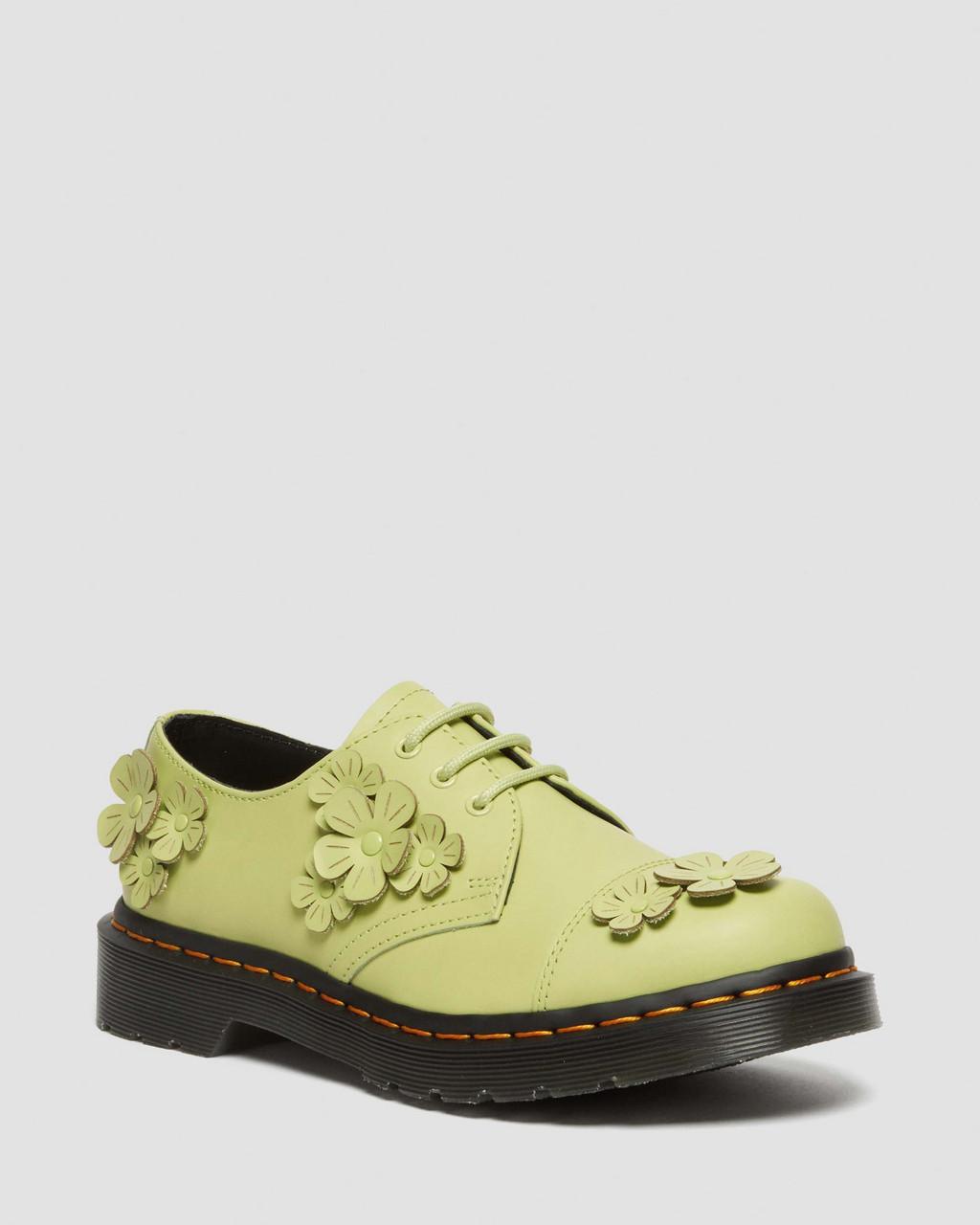 Zapatos Oxford Dr Martens 1461 Flower Applique Leather Mujer Verdes | 35390252