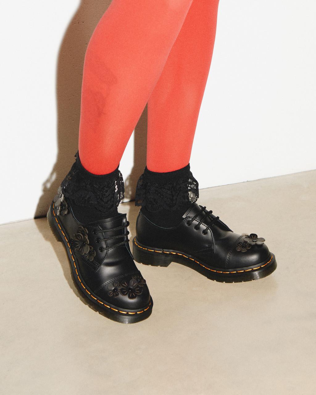 Zapatos Oxford Dr Martens 1461 Flower Applique Leather Mujer Negros | 23897025