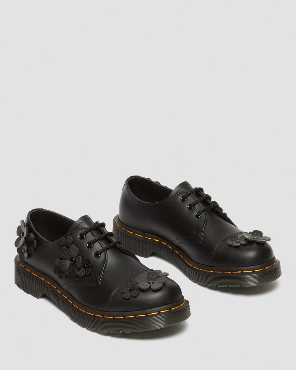 Zapatos Oxford Dr Martens 1461 Flower Applique Leather Mujer Negros | 23897025