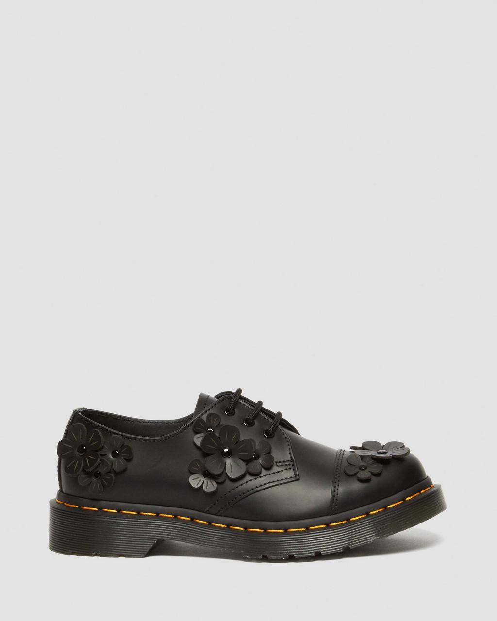 Zapatos Oxford Dr Martens 1461 Flower Applique Leather Mujer Negros | 23897025