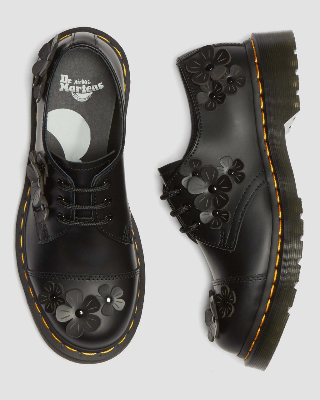 Zapatos Oxford Dr Martens 1461 Flower Applique Leather Mujer Negros | 23897025