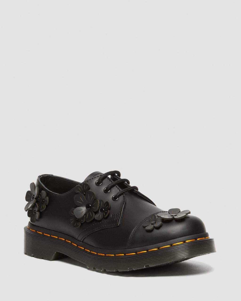 Zapatos Oxford Dr Martens 1461 Flower Applique Leather Mujer Negros | 23897025