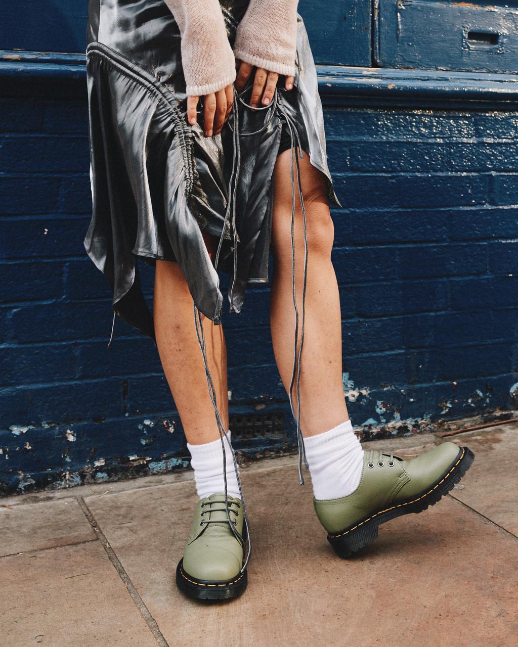 Zapatos Oxford Dr Martens 1461 Virginia Leather Mujer Verde Oliva | 57308711