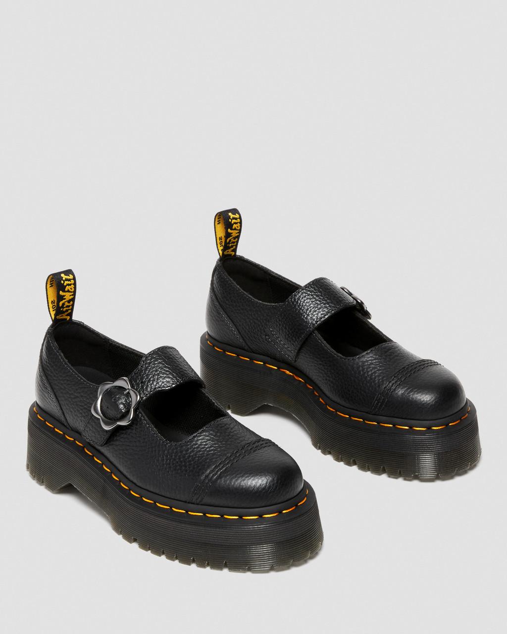 Zapatos Plataforma Dr Martens Addina Flower Buckle Leather Mujer Negros | 47664230